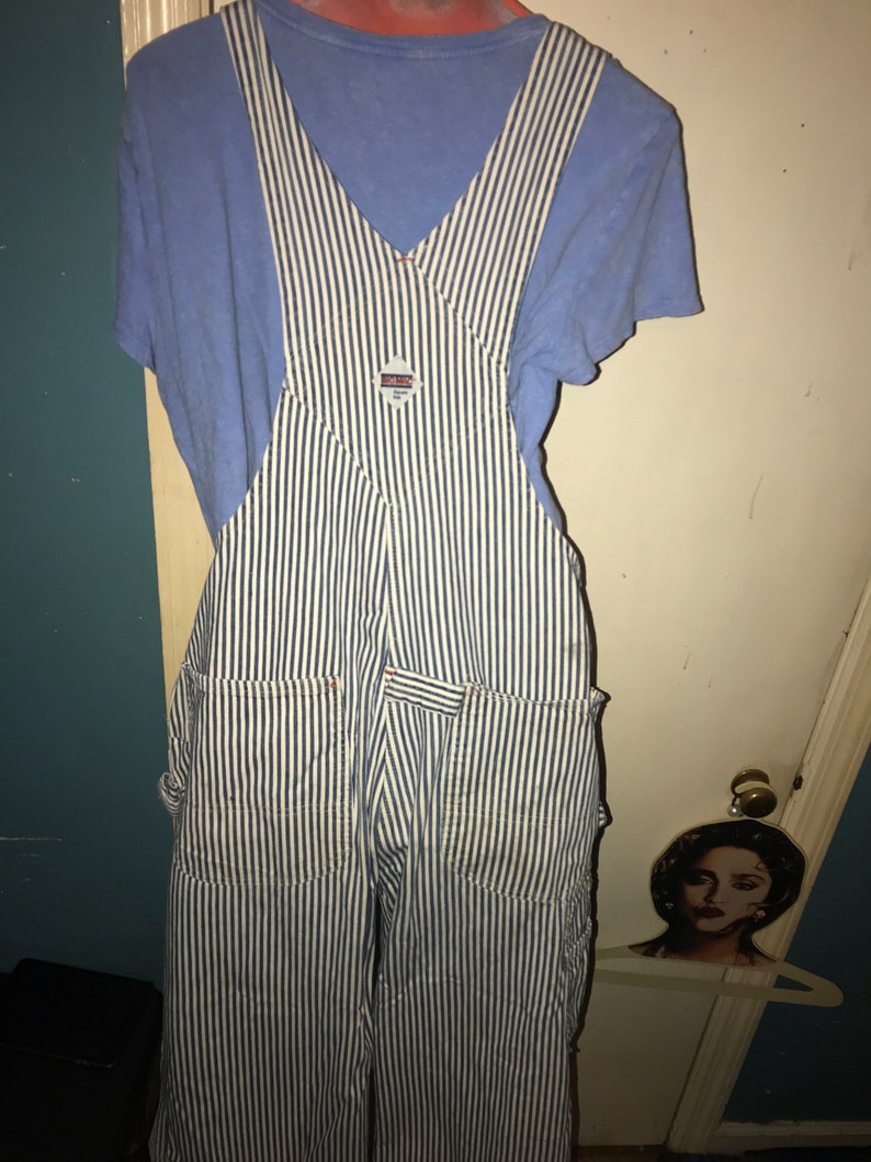 Vintage Big Mac Striped Overalls. Hickory Stripe Distressed Overalls. Big Mac Work Wear Overalls. Wear These To The Next Music Festival image 9