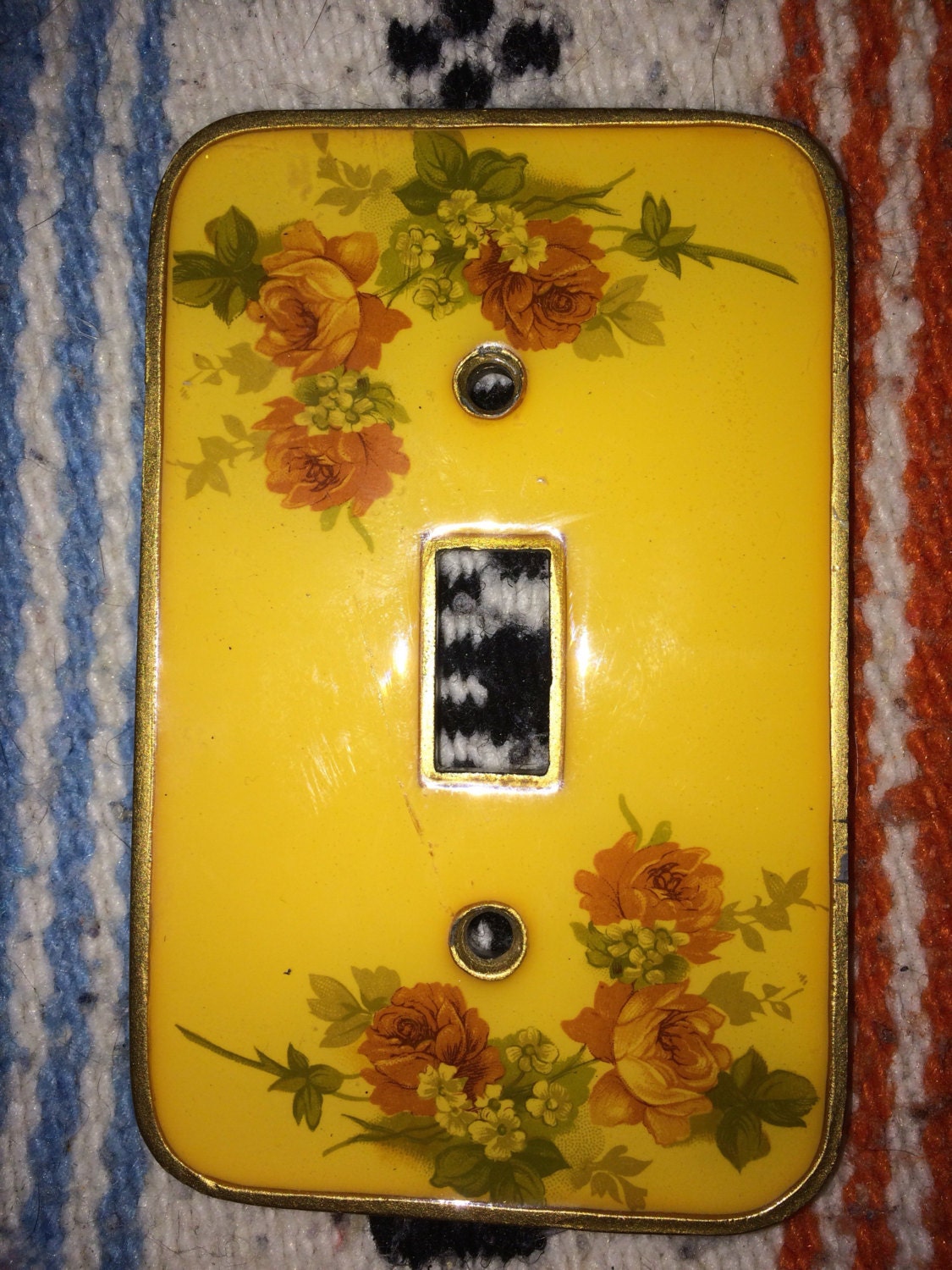 Vintage Switch Plate Cover. Lightswitch Cover. Enamel Switch Cover