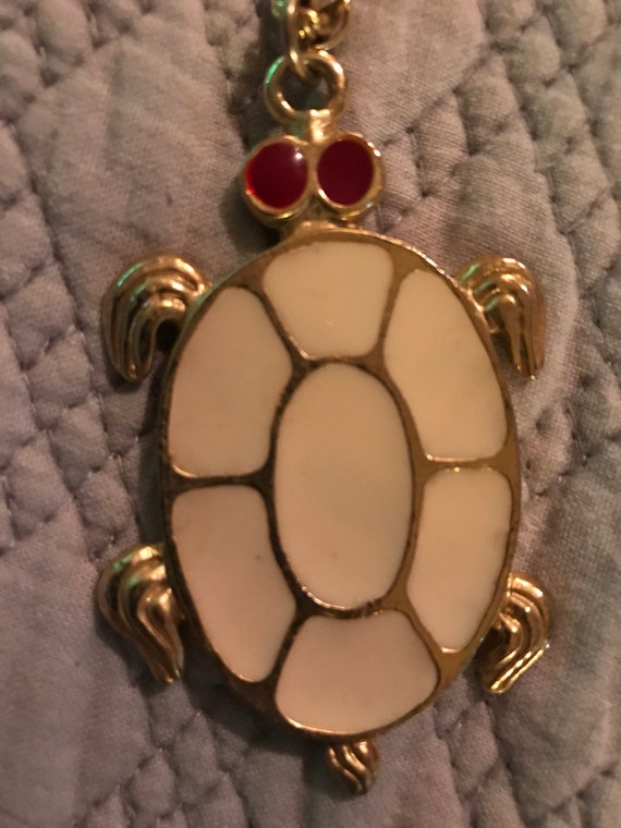 Vintage SIR-R Turtle Necklace, Enamel Turtle.