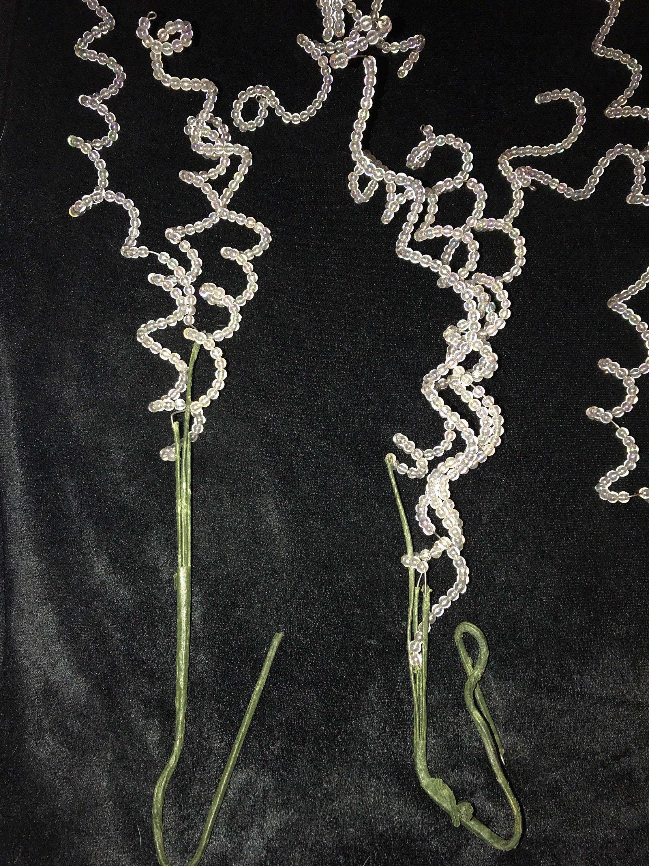 Vintage Beaded Twirly Floral Picks. Bead Floral Picks. Christmas Decor