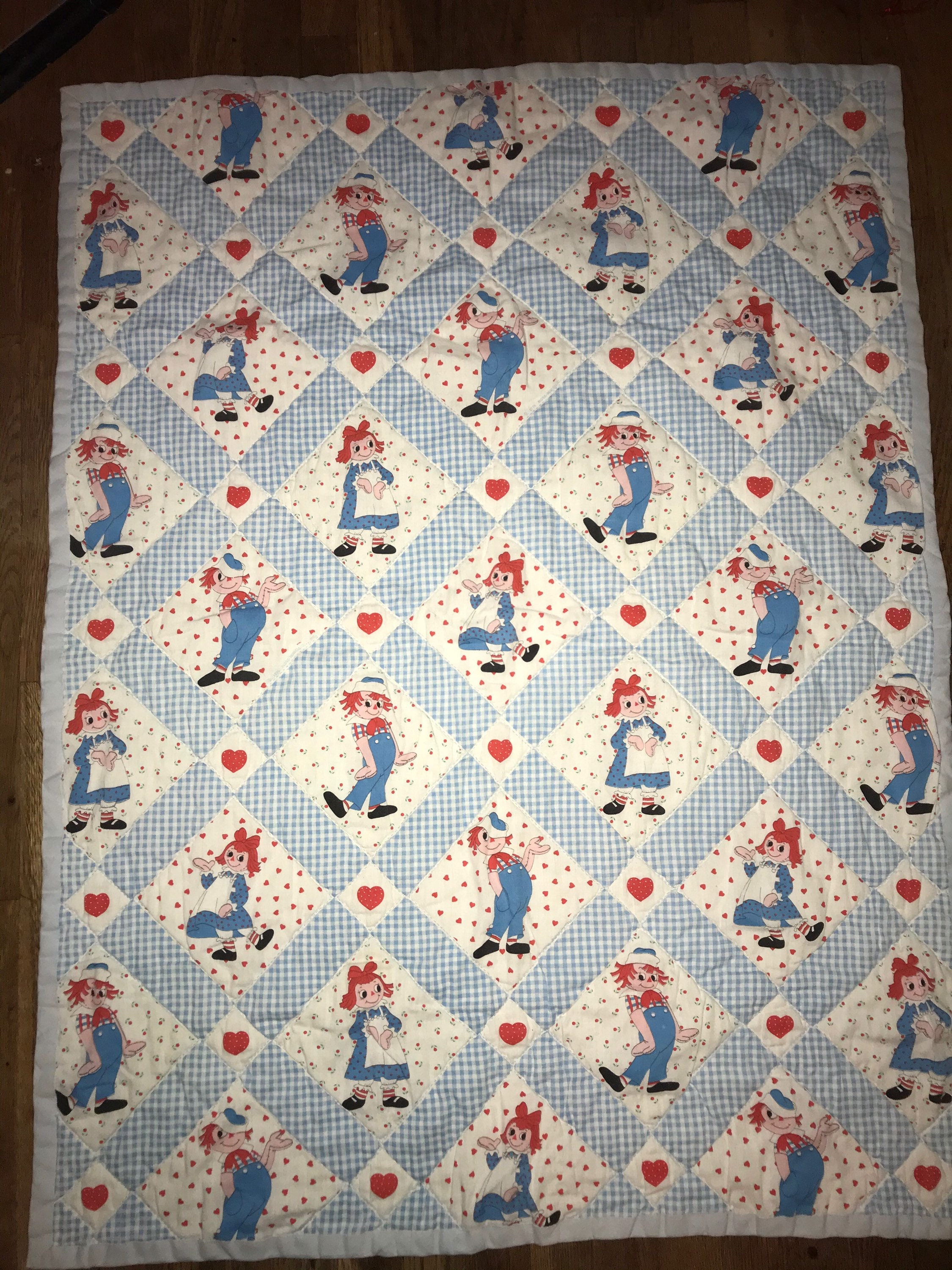 Raggedy Ann and Andy Bedspread Circa 1970/'s