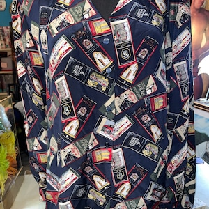 Vintage Women’s 90s Liz Claiborne Travel Themed Silk Blouse, Size 16