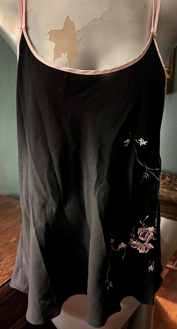 Vintage Black and Pink Oscar de la Renta Camisole, Size Large