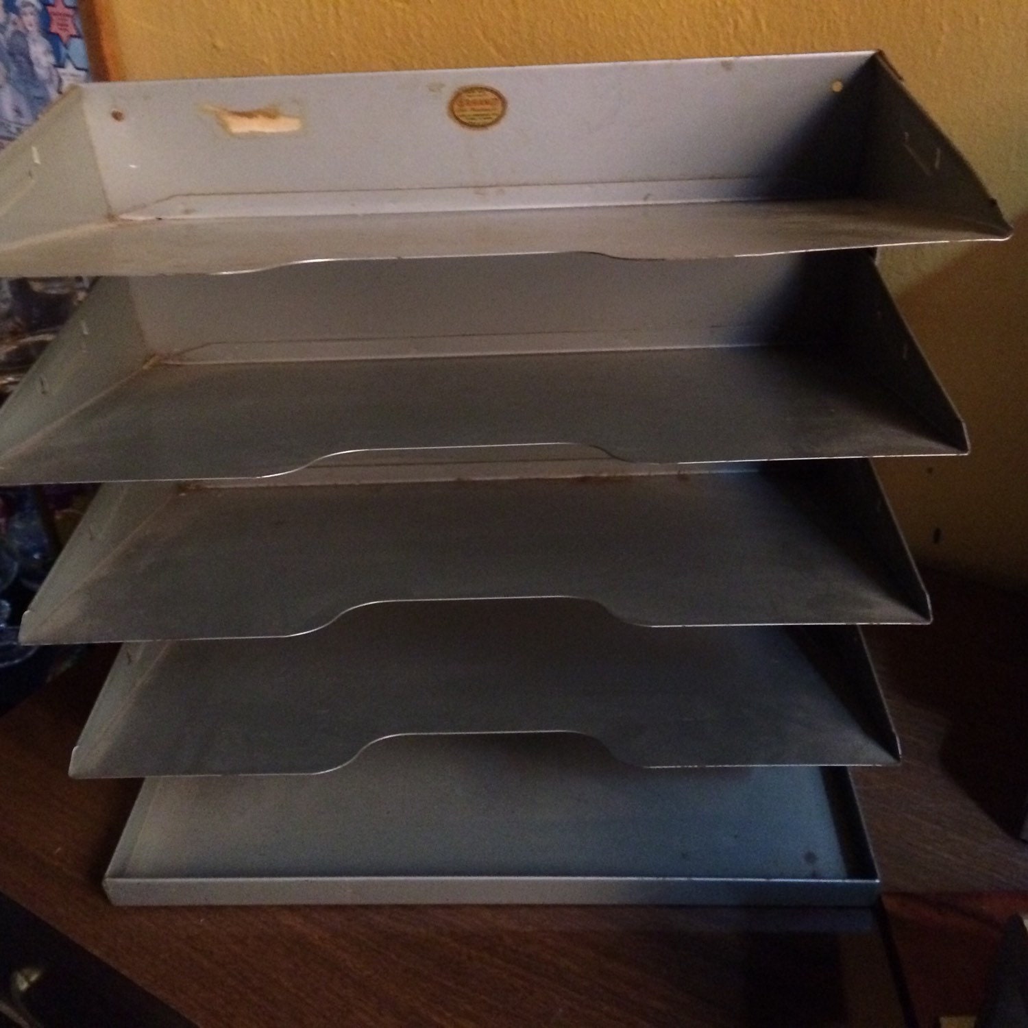 Vintage Metal Office Tray. Metal Desk Tray. Organizer. Vintage Metal