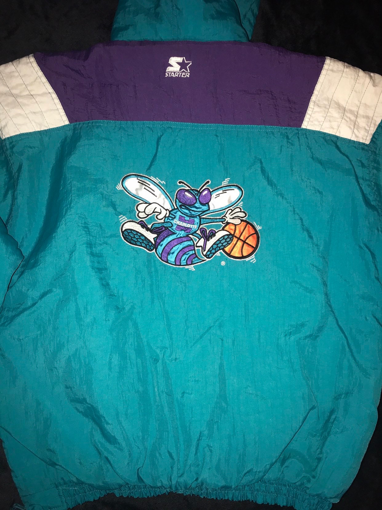 Vintage Charlotte Starter Jacket. Charlotte NBA Pullover Starter Jacket. 90's