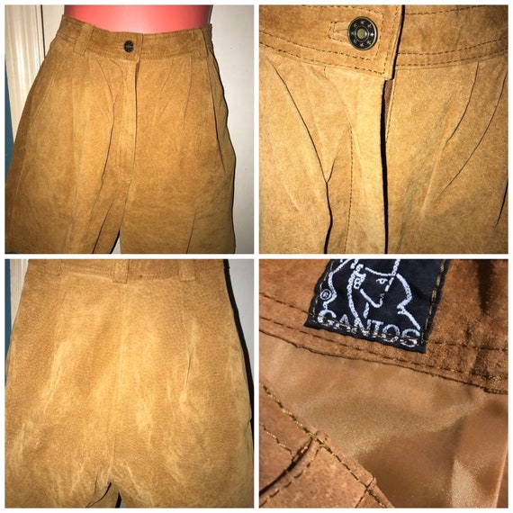 Vintage Suede Leather Shorts. 1980’s High Waist Br