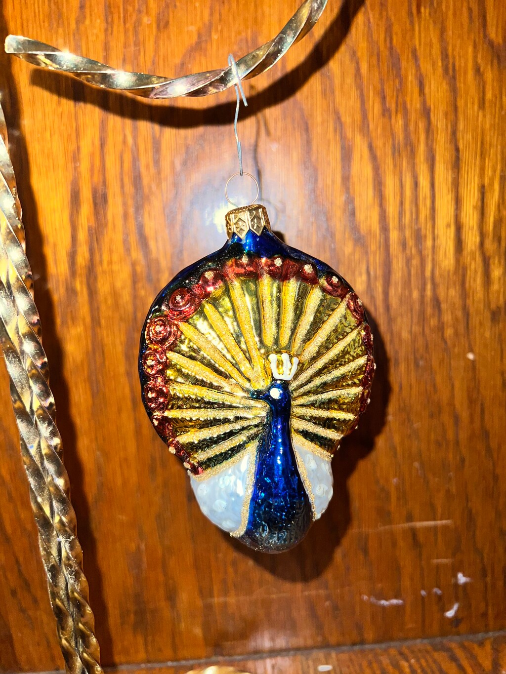 Set Di Due Ornamenti Natalizi Kurt Adler A Forma Di Pavone, Acrilico Colorato, 8 Cm