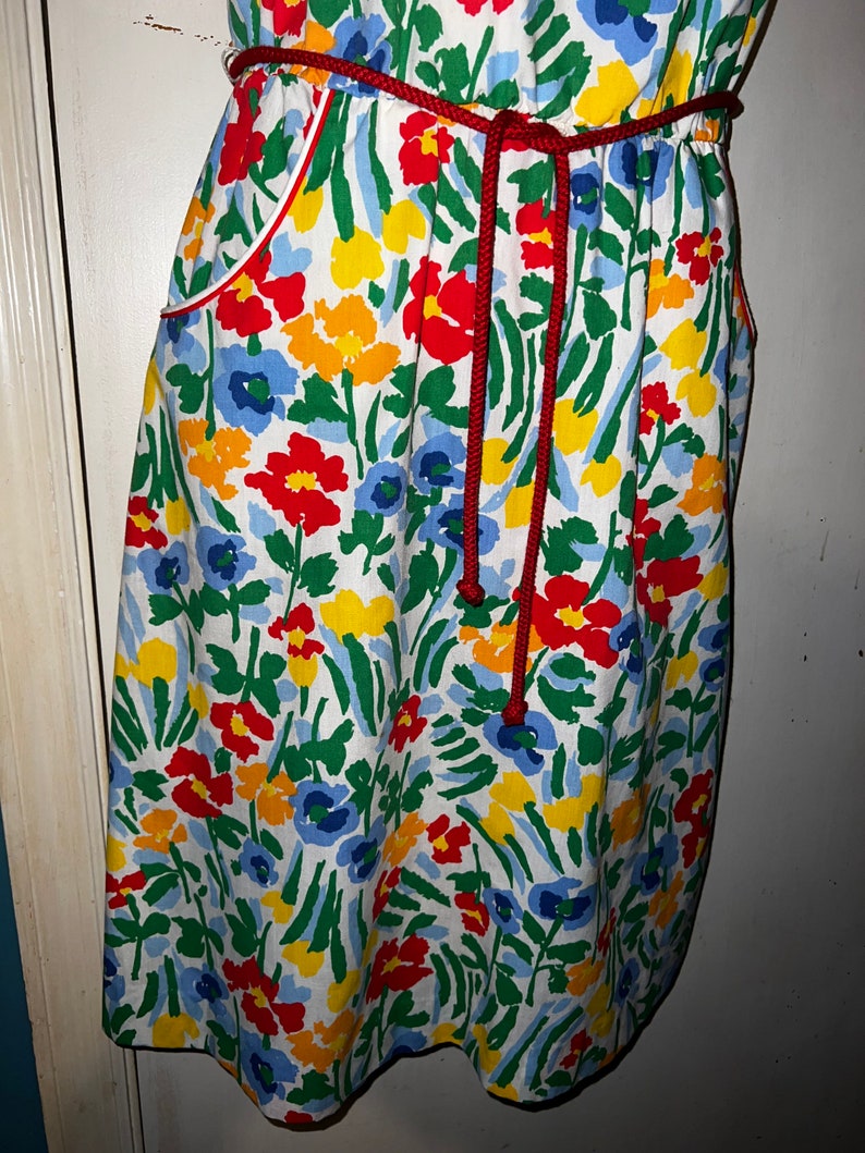 Vintage Floral Dress. 1960's Adorable Sleeveless Eye Popping Floral Dress. Perfect Vintage Sun Dress. Jenni Dress. Size 9/10 image 5