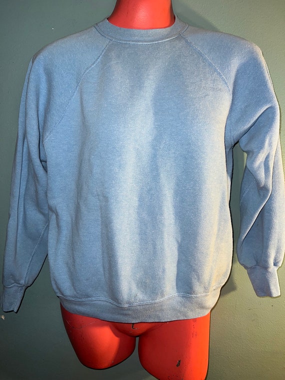 Vintage 80's Baby Blue Sweatshirt. Perfectly Dist… - image 1
