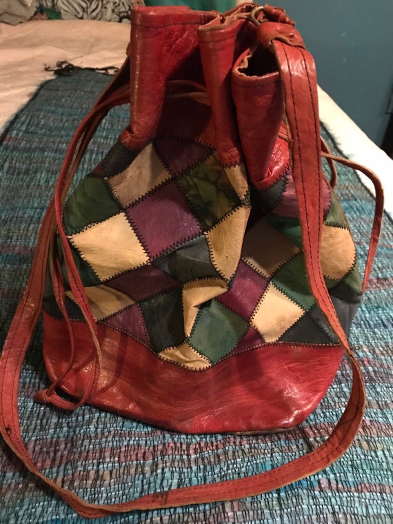 Vintage Patchwork Purse. Handmade Leather Patchwor