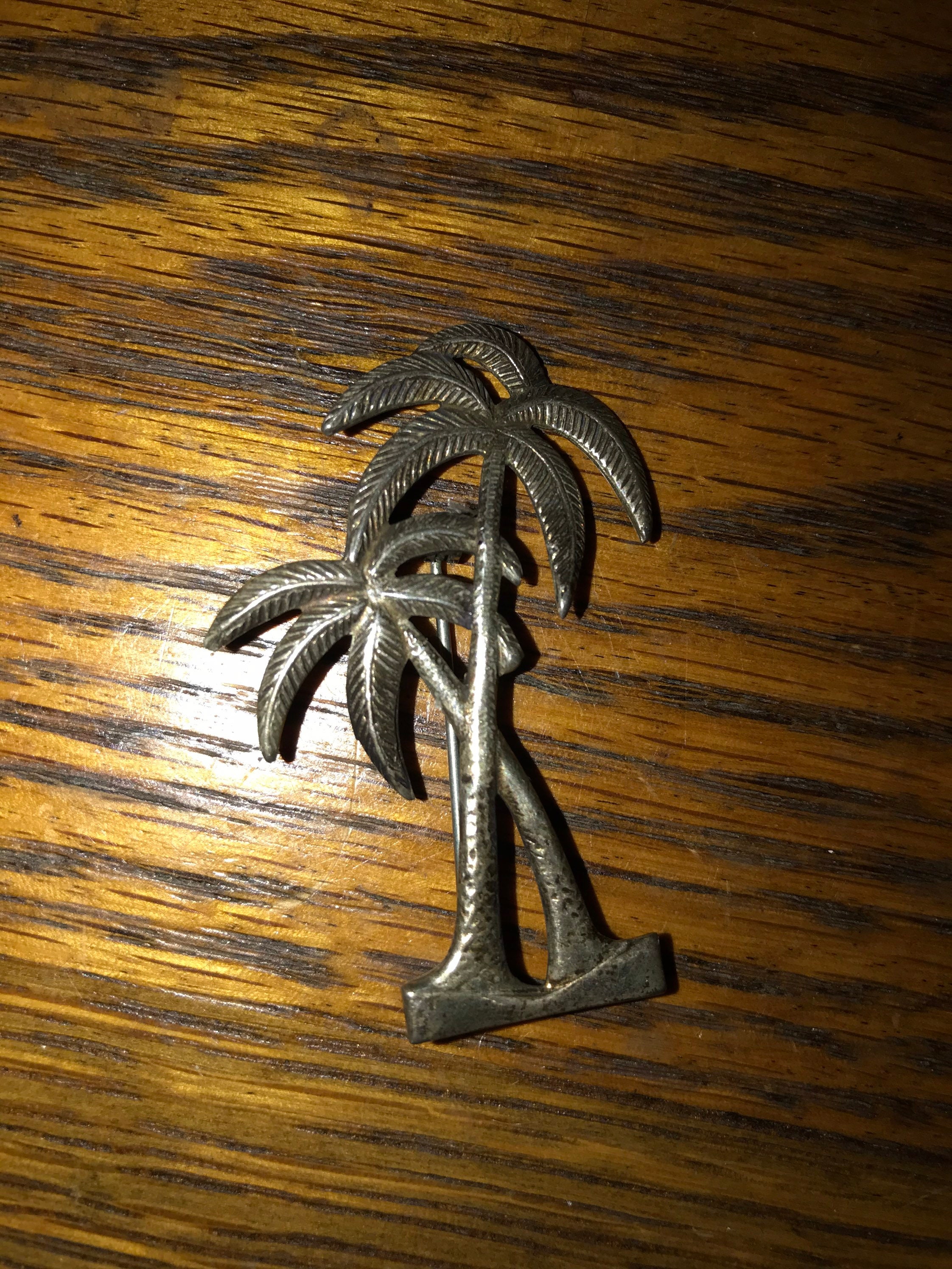 Vintage Sterling Silver Palm Tree Pin. Sterling Double Palm Trees