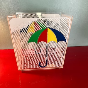Vintage 1980’s Acrylic Trash Can. Too Cute Primary Colors Waste Basket. Small Trash Can. Vintage Trashcan.