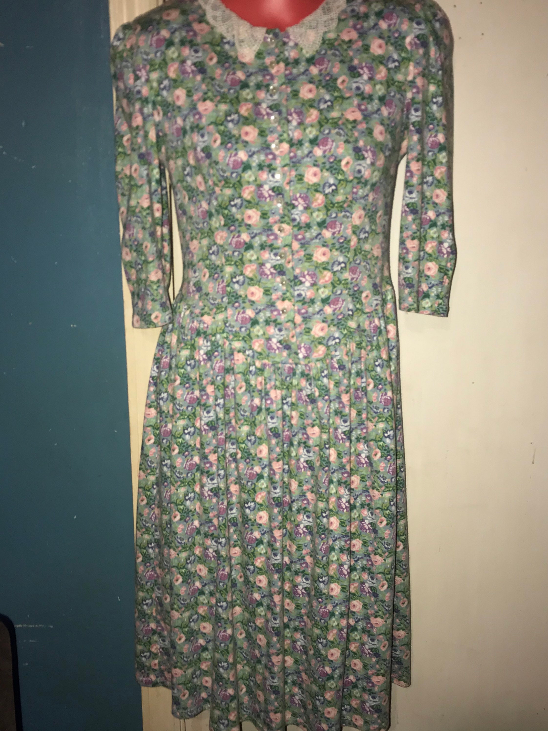 Vintage 80’s Floral Dress. You Too Babes Green Floral Dress. Adorable ...