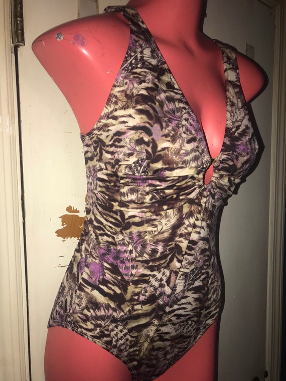 Vintage 1990’s Swimsuit. Vintage Brown and Purple… - image 3