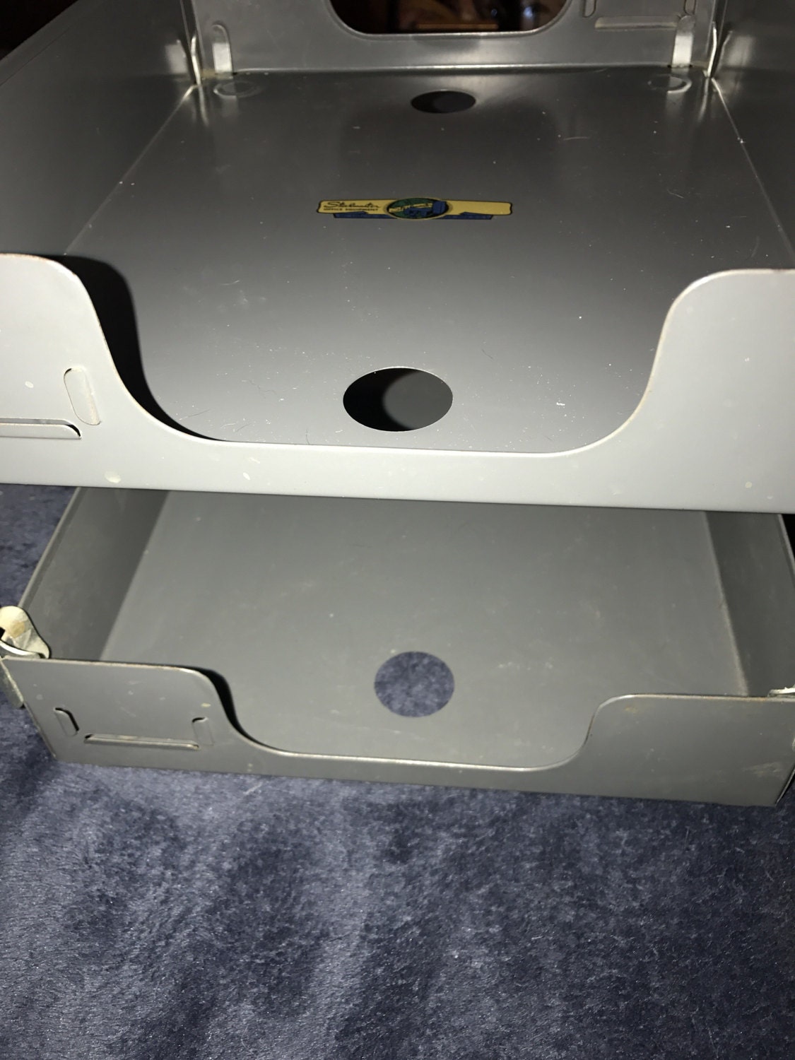 Vintage Metal Office Tray. Double Tray. Two Tier Metal Office Inbox.