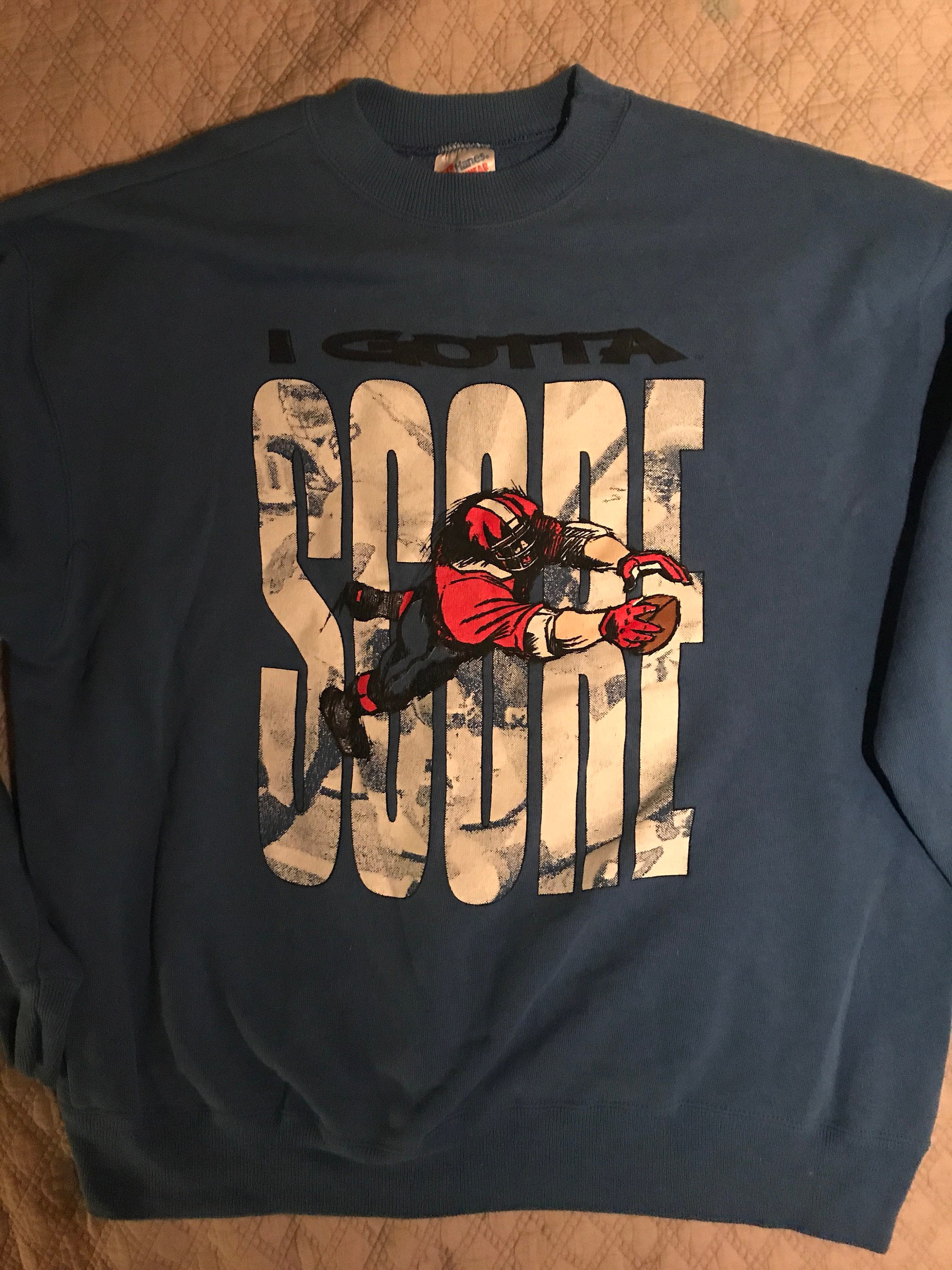 Vintage 90's Football Sweatshirt. Blue Football Tshirt. Sweatshirt