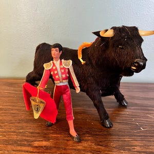 Vintage Marin Chiclana Bullfighter and Bull, Rare Made In Spain