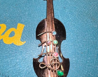 Vintage 1990’s Artist Designed Copper Violin Brooch