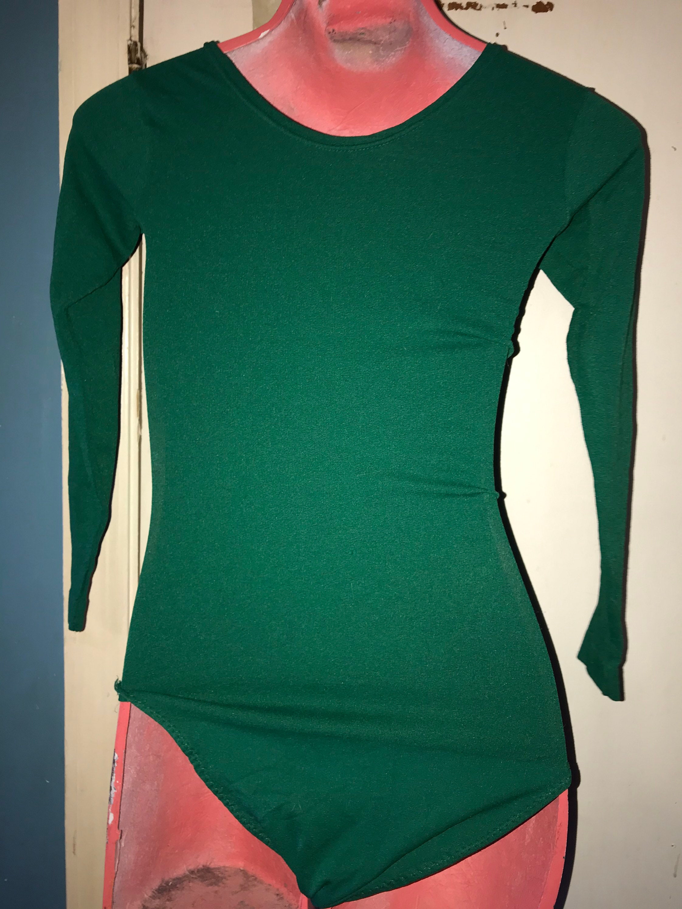 Vintage 1970’s Green Bodysuit. Stretchy Long Sleeve Bodysuit. Green ...
