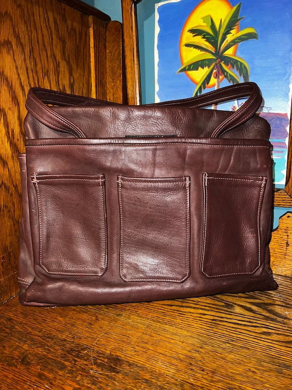 Vintage Leather Satchel. Vintage Leather Bag. Super Cool Leather Satchel Purse. Dark Brown Leather Purse