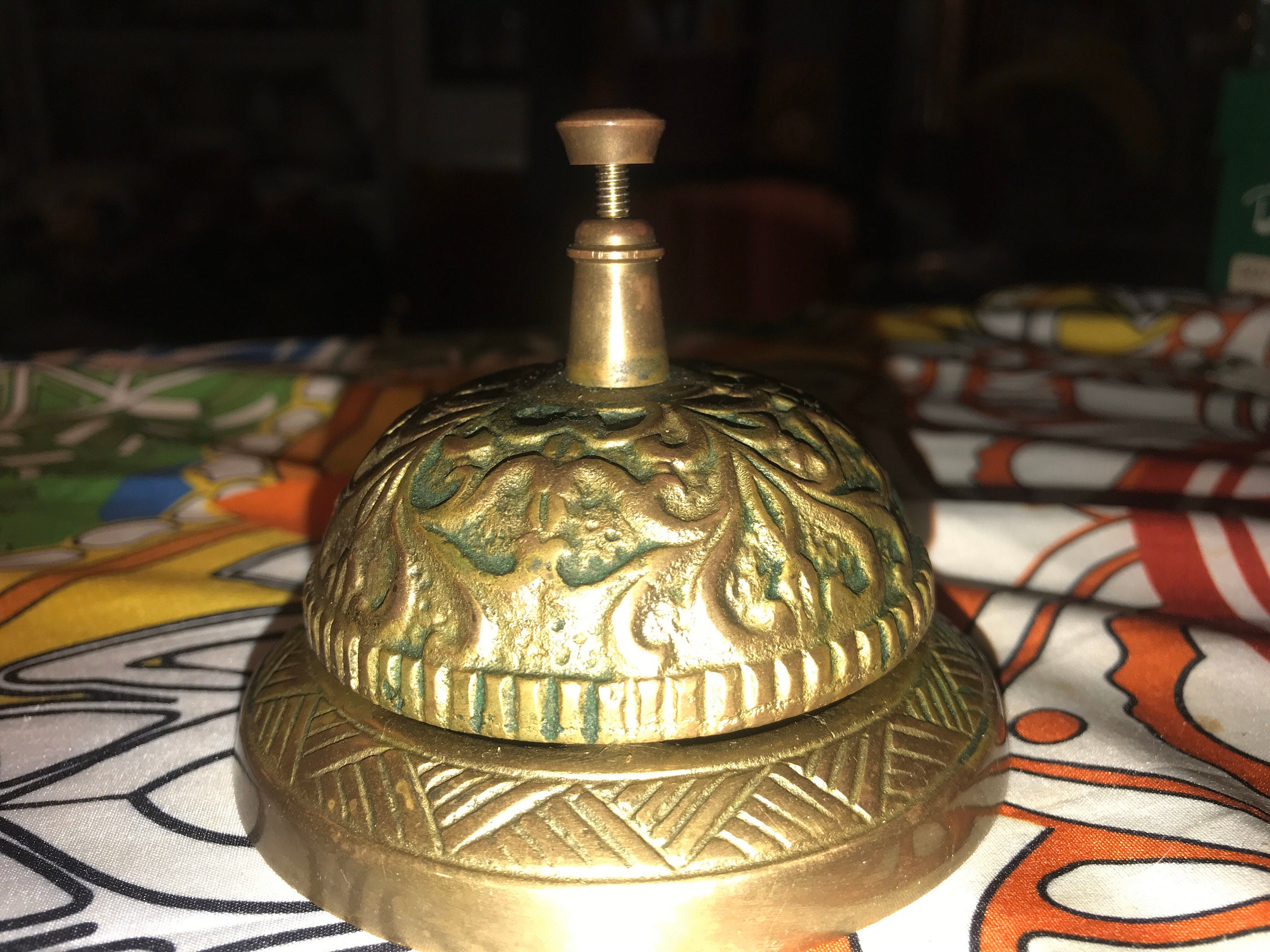 Vintage Brass Service Bell. Vintage Intricate Brass Service Bell. Brass Bell. Brass Bell.