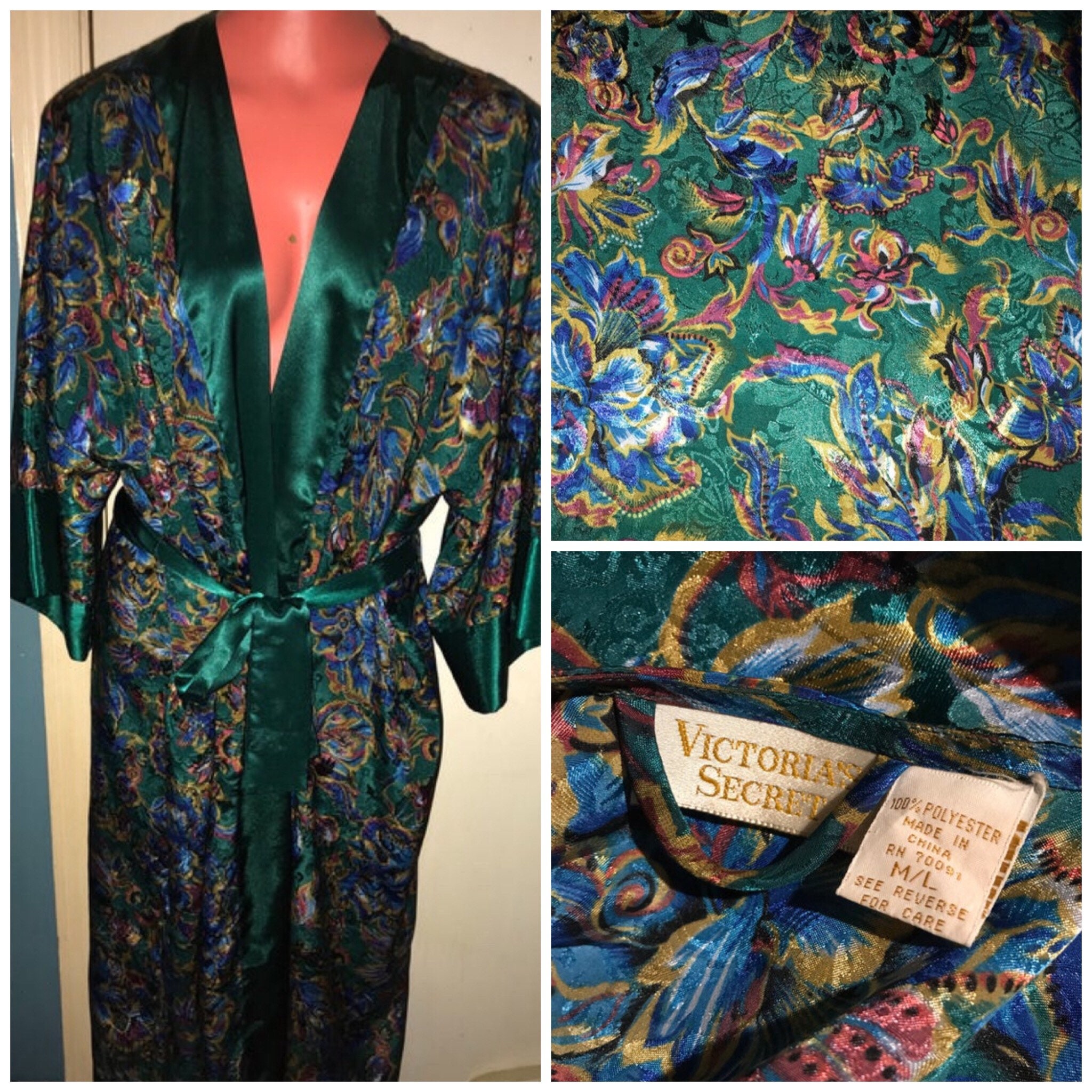 Vintage Victoria's Secret Satin Robe. Vintage Victoria's Secret Green