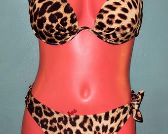 Vintage 1990’s Cheetah Print Bikini Swimsuit.