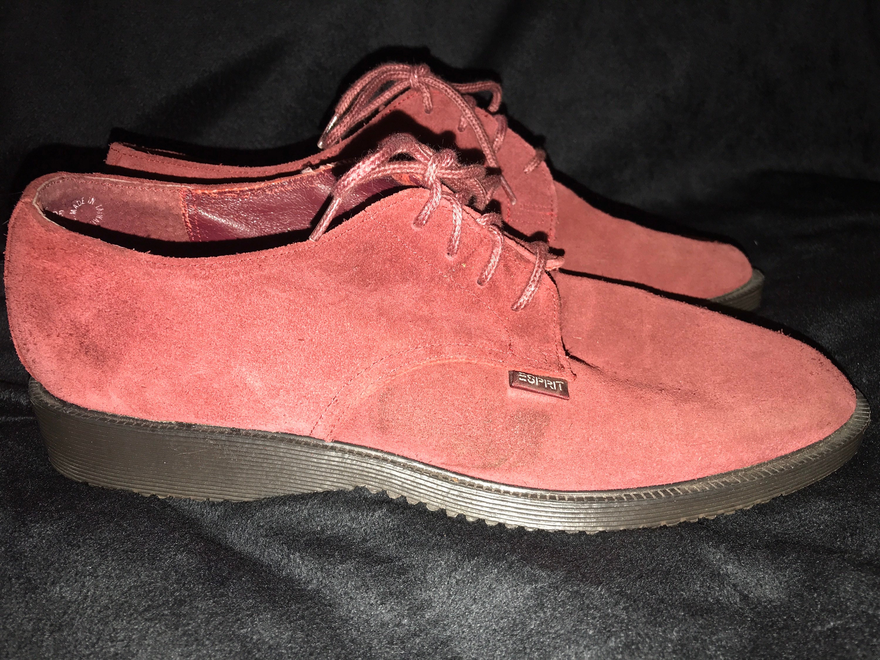 90's Esprit Loafers. Lace Burgundy Loafers. Esprit Shoes. Esprit Suede