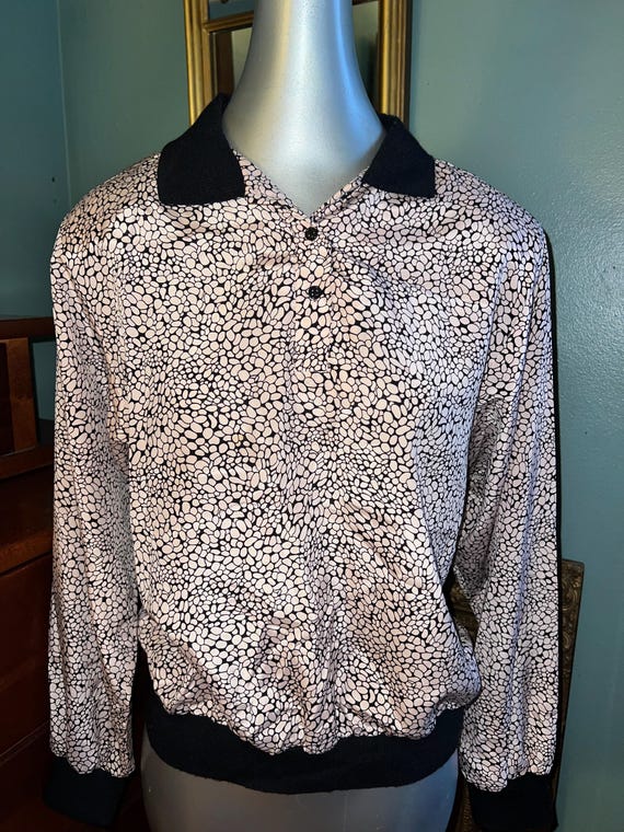 Vintage 80's Satin Shirt. Vintage Slip Over Satin Blouse, Size Petite 10