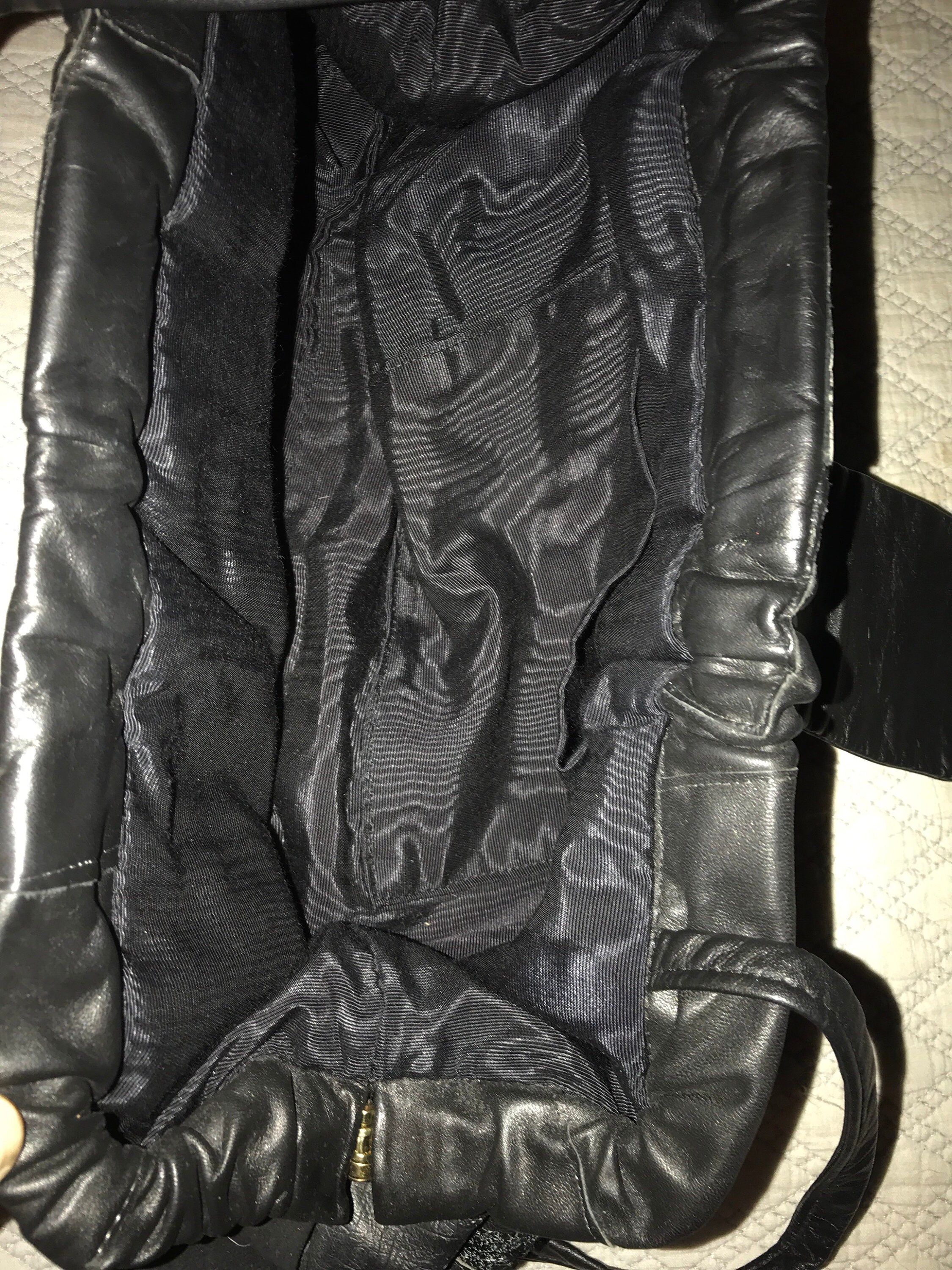 Vintage leather/suede patchwork bag with zipper... - Depop