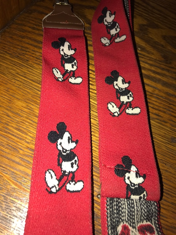 Vintage Mickey Mouse Suspenders. Red Mickey Mouse