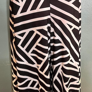Vintage 1990s Black and White Geometric Wide Leg Pants, Size Medium
