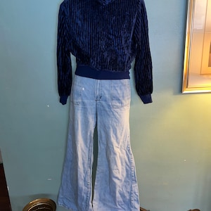 Vintage 1970’s Land and Sea Velour Turtleneck Shirt, Size Medium