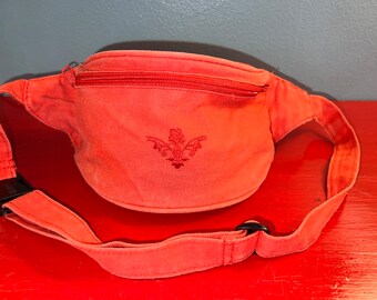 Vintage Fanny Pack. Faded Red Fanny Pack. Red Canvas Fanny Pack. Gitano Belt Bag.