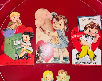 Vintage 1960’s Valentines Cards. Adorable Happy Valentine’s Day Cards, Moving V-Day Cards, Vintage Cards