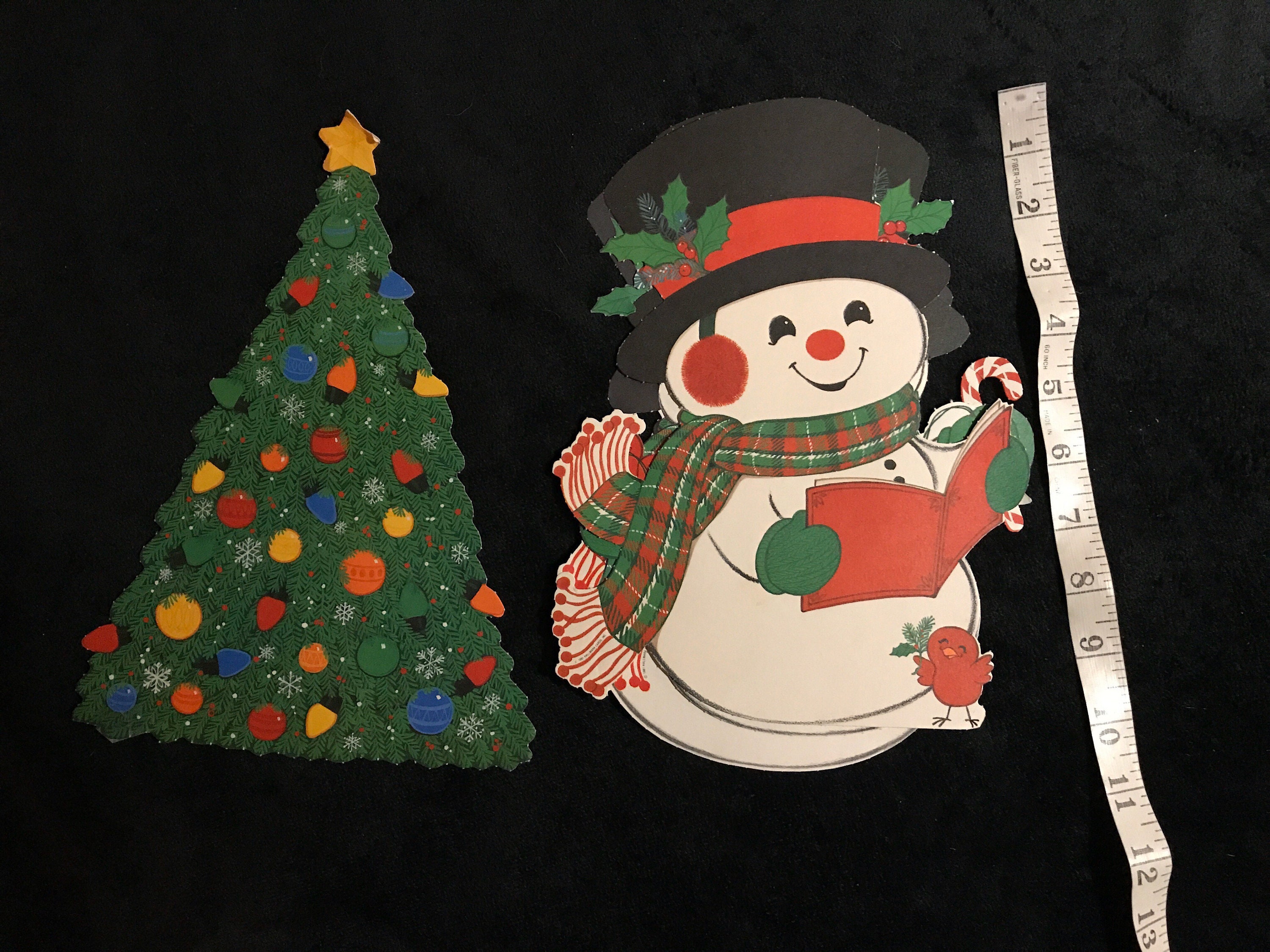 Vintage Christmas Decorations. Cardboard Cut Out Christmas