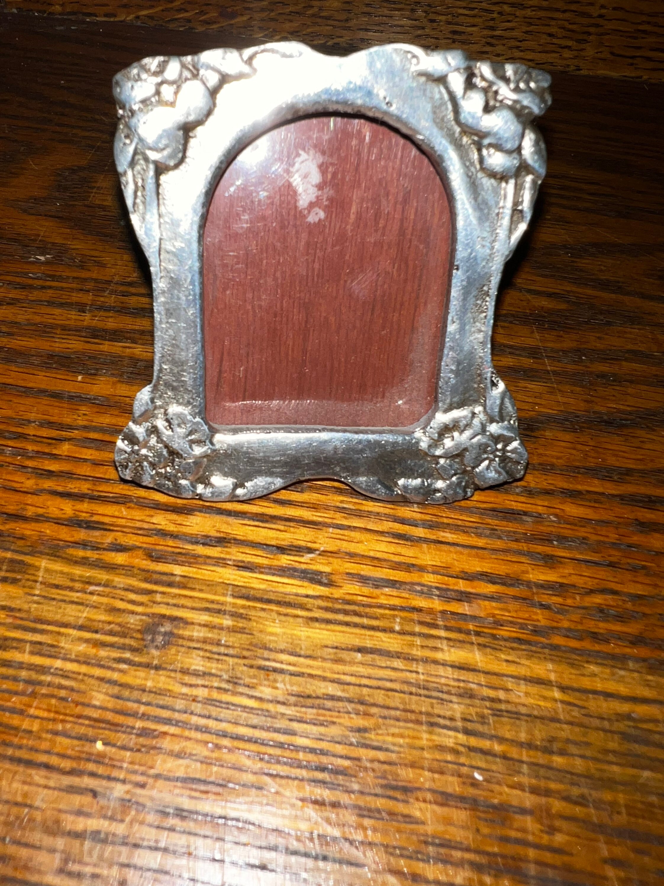 Antique Tiny Silver Frame. Vintage Teeny Tiny Silver Metal Frame, Very