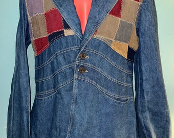 Vintage 1970’s Jean Jacket. 80's patchwork Jean Jacket. Awesome Jean Jacket. Faded Glory Jacket.