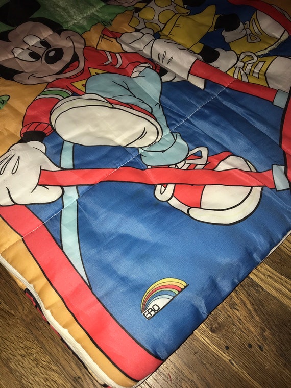 Vintage 1980s Sleeping Bag. Mickey Mouse Sleeping Bag. Camping