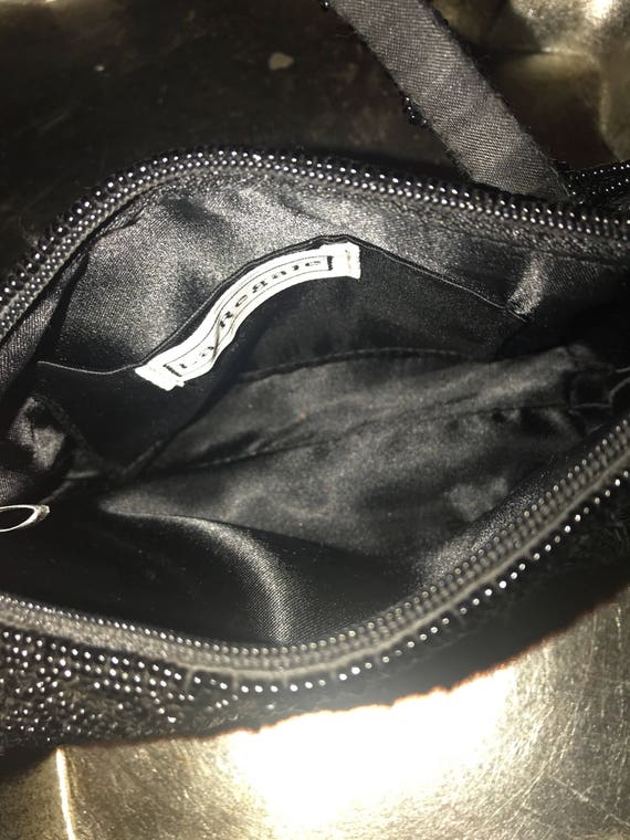 Vintage Black Beaded Evening Bag. Black Beaded Pu… - image 7