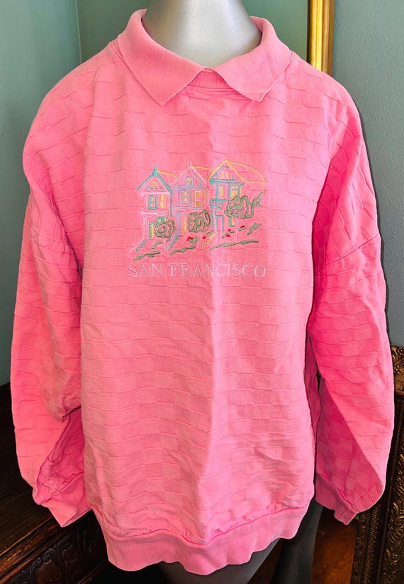 Vintage 80's Pink San Francisco Sweatshirt, Ocean Pacific, Size Large