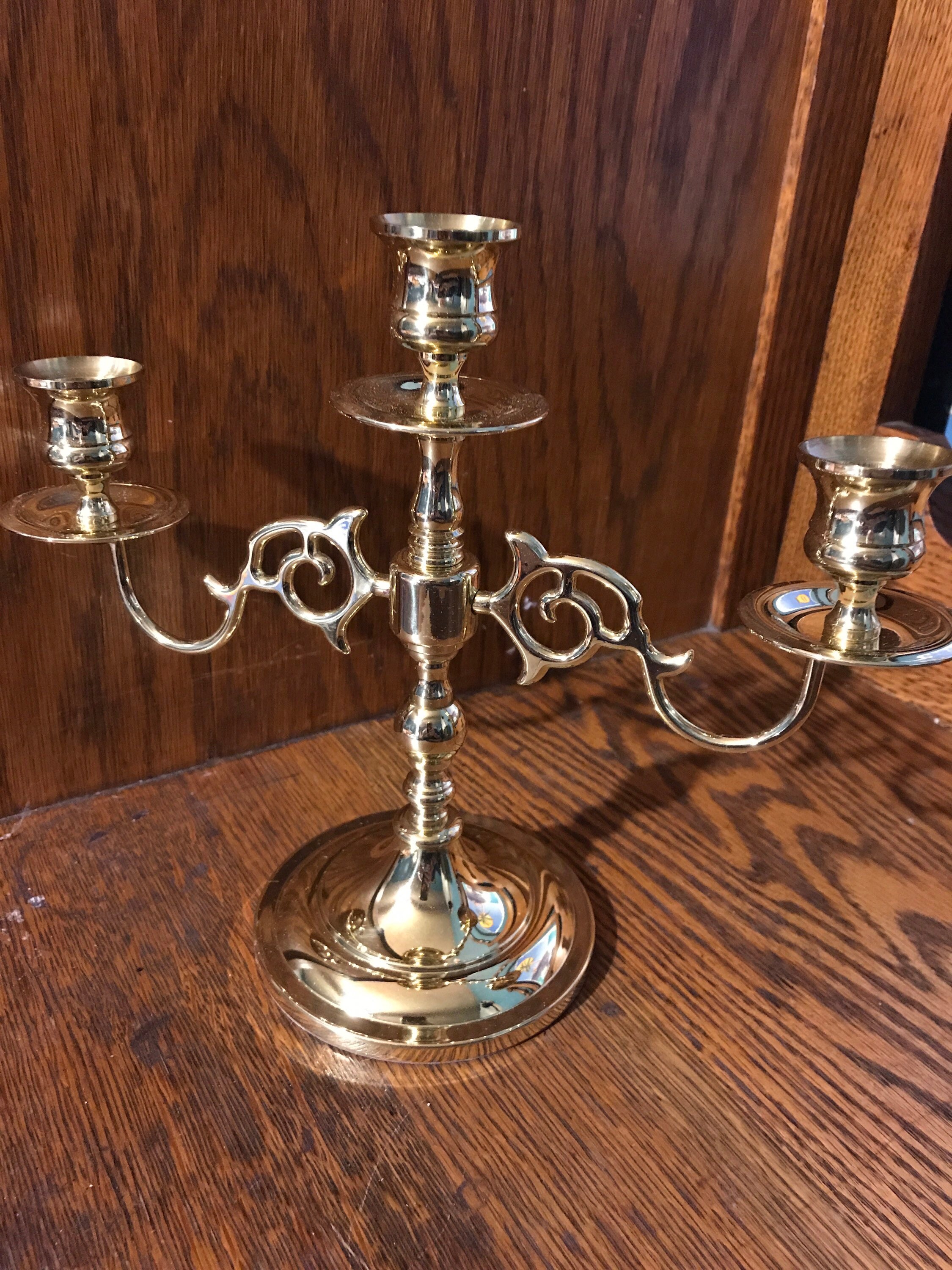 Vintage Baldwin Brass Candelabra. Vintage Brass Three Arm Candelabra