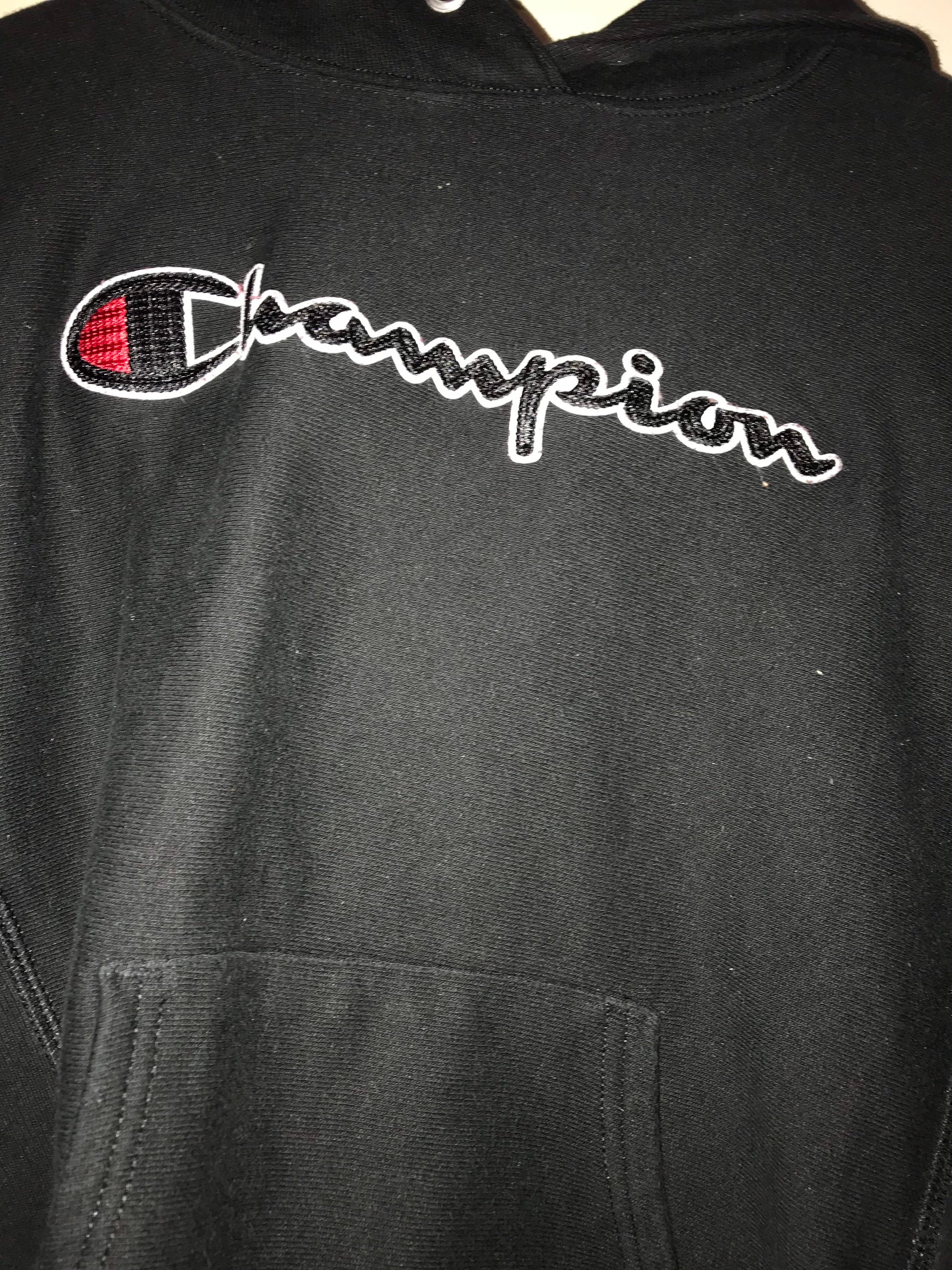 Vintage Kids Champion Hooded Sweatshirt. Kids Black Champion