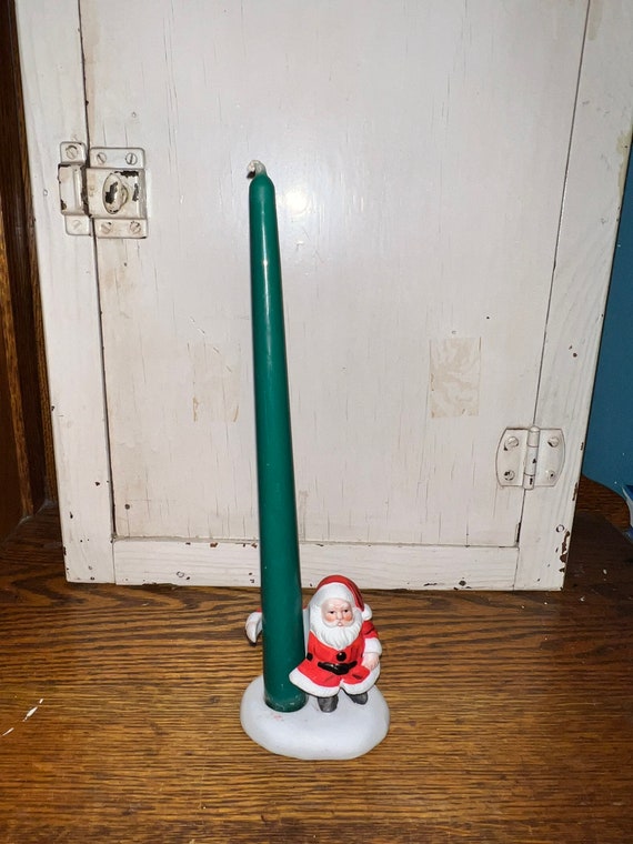 Vintage Christmas Candle Holder Hugger Vintage Santa Claus Candle Hugger. Kitschy Christmas. MCM Christmas Candles