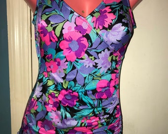 Vintage 1960’s Maxine of Hollywood Swimsuit. Vintage Gorgeous Floral Swimsuit. Bathing Suit. Maxine of Hollywood Bathing Suit. Size 12