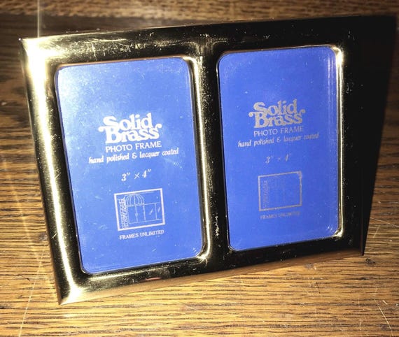 Vintage Small Double Brass Picture Frame