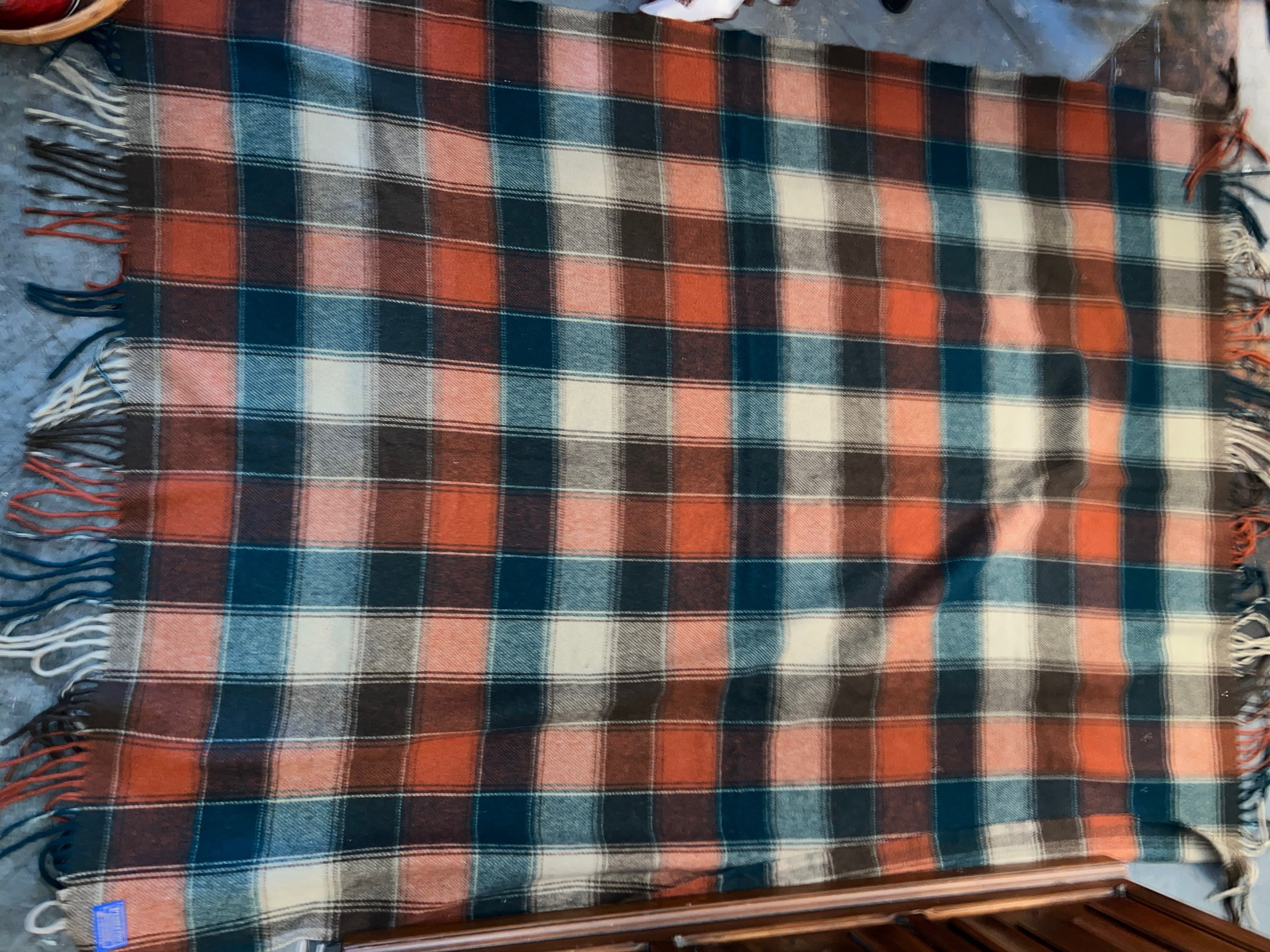 Vintage Pendleton Wool Throw. Brown Wool Throw Blanket With Fringe