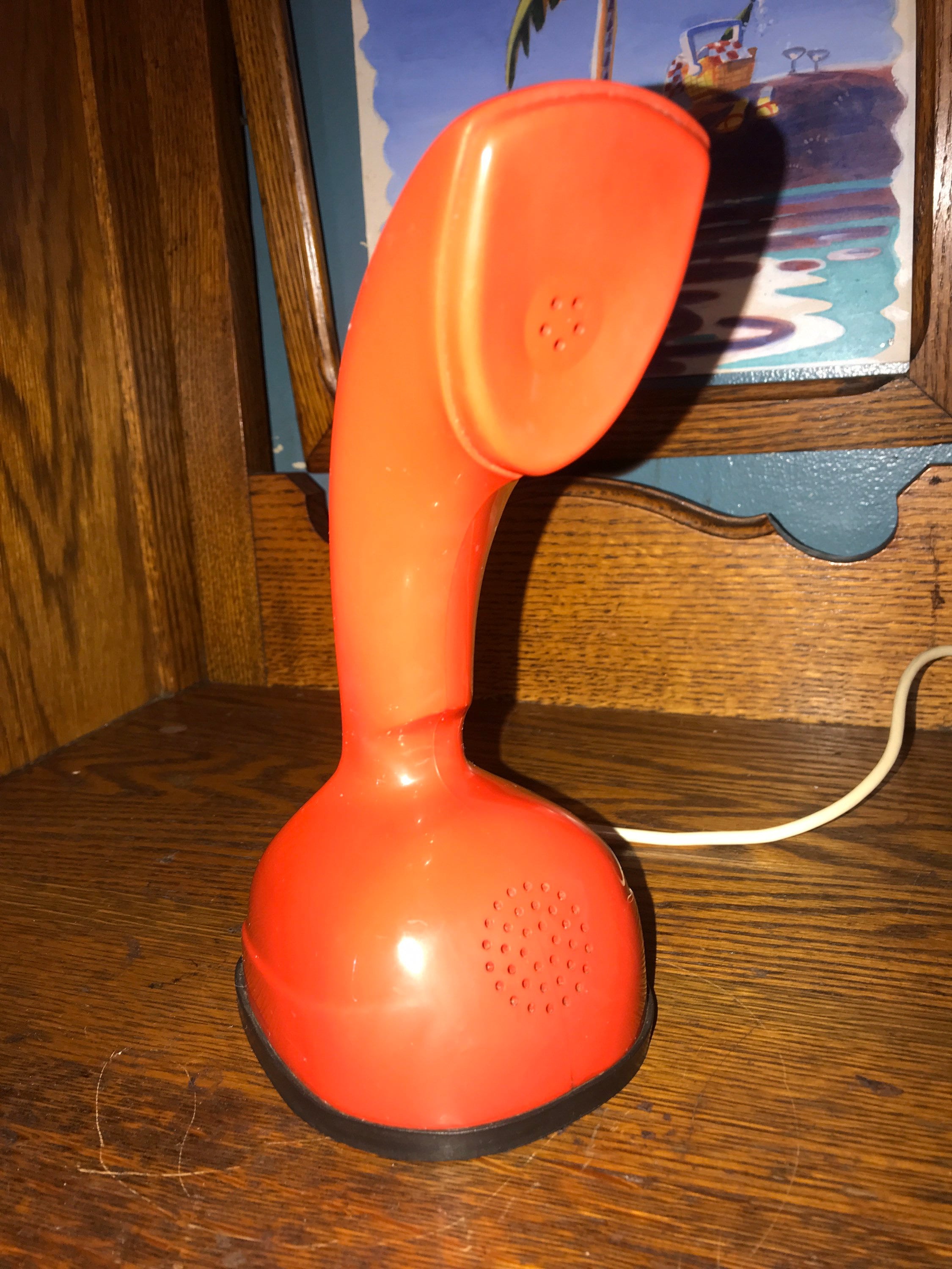 Vintage Ericofon. Mandarin Red Ericofon Rotary Dial Telephone