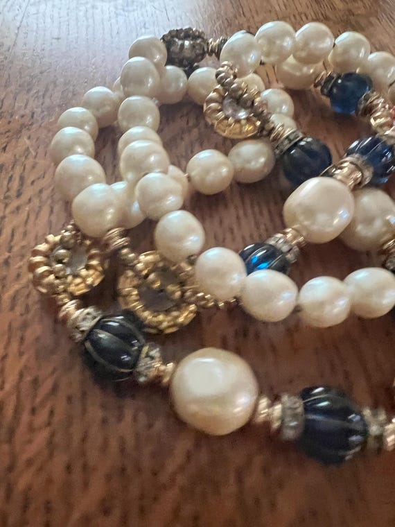 90's Faux Pearl Chunky Beaded Long Necklace