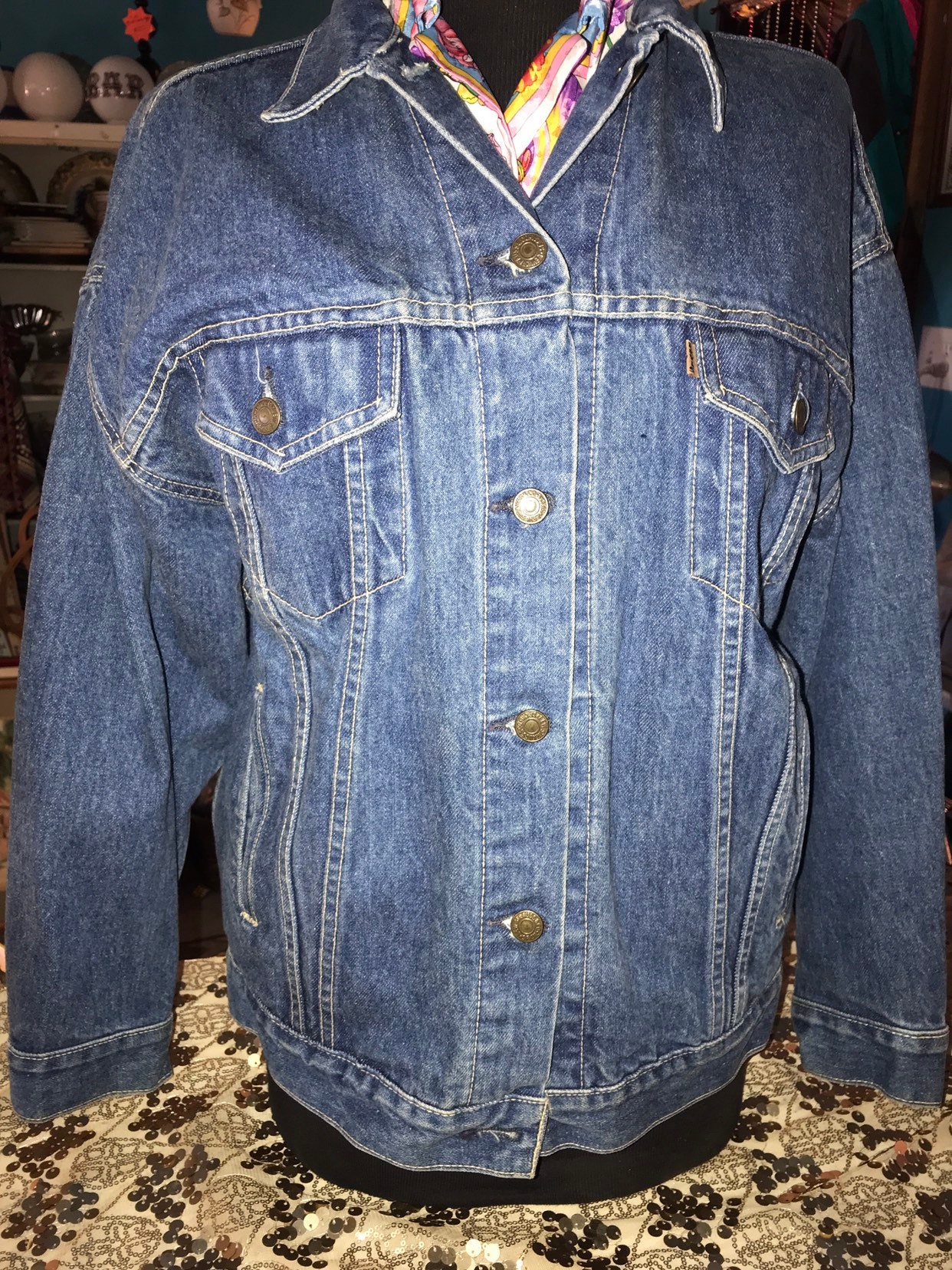 Vintage Levi Jean Jacket. USA Made Orange Tab Levi Jean Jacket. 1980's
